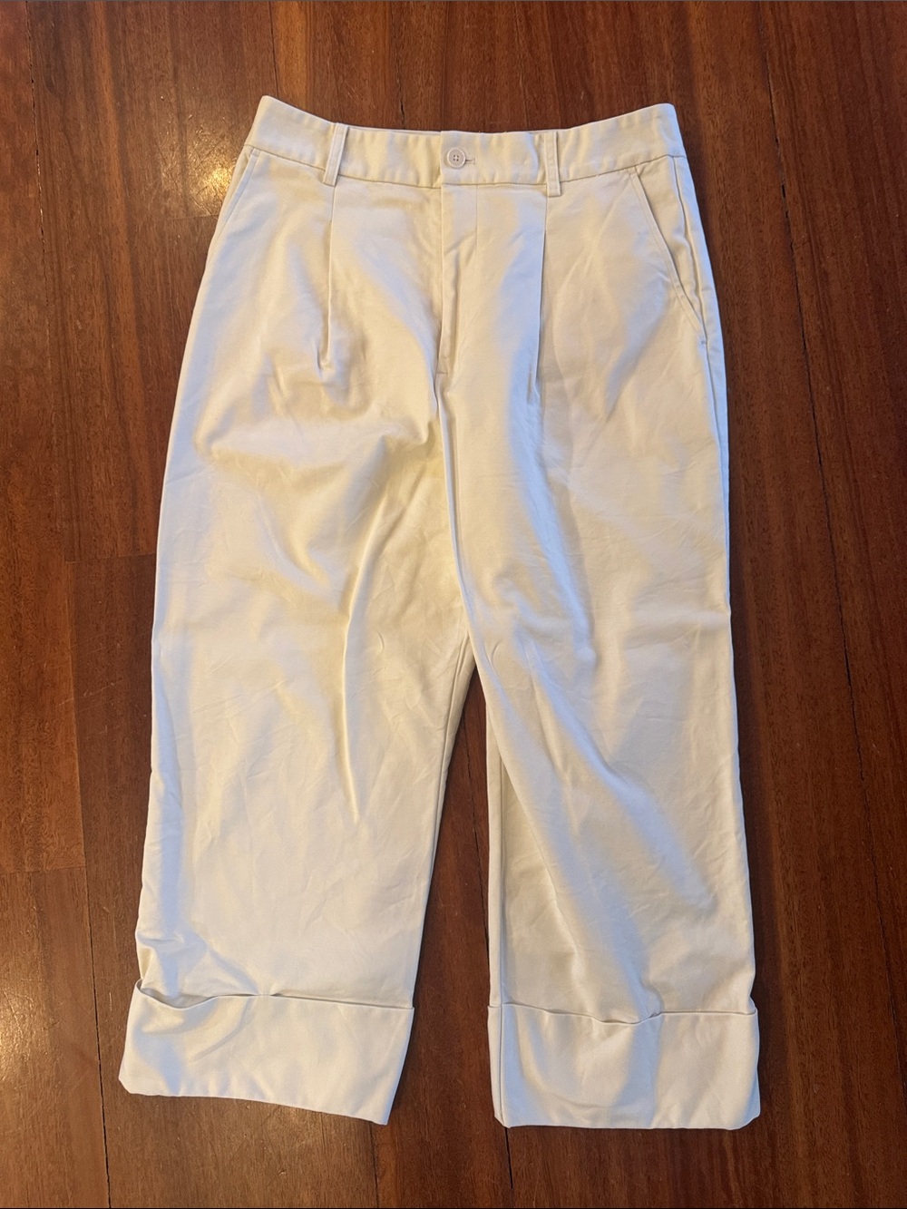 Ralph Lauren Cream High-Rise Wide-Leg Pleated Pants - Picture 3 of 7